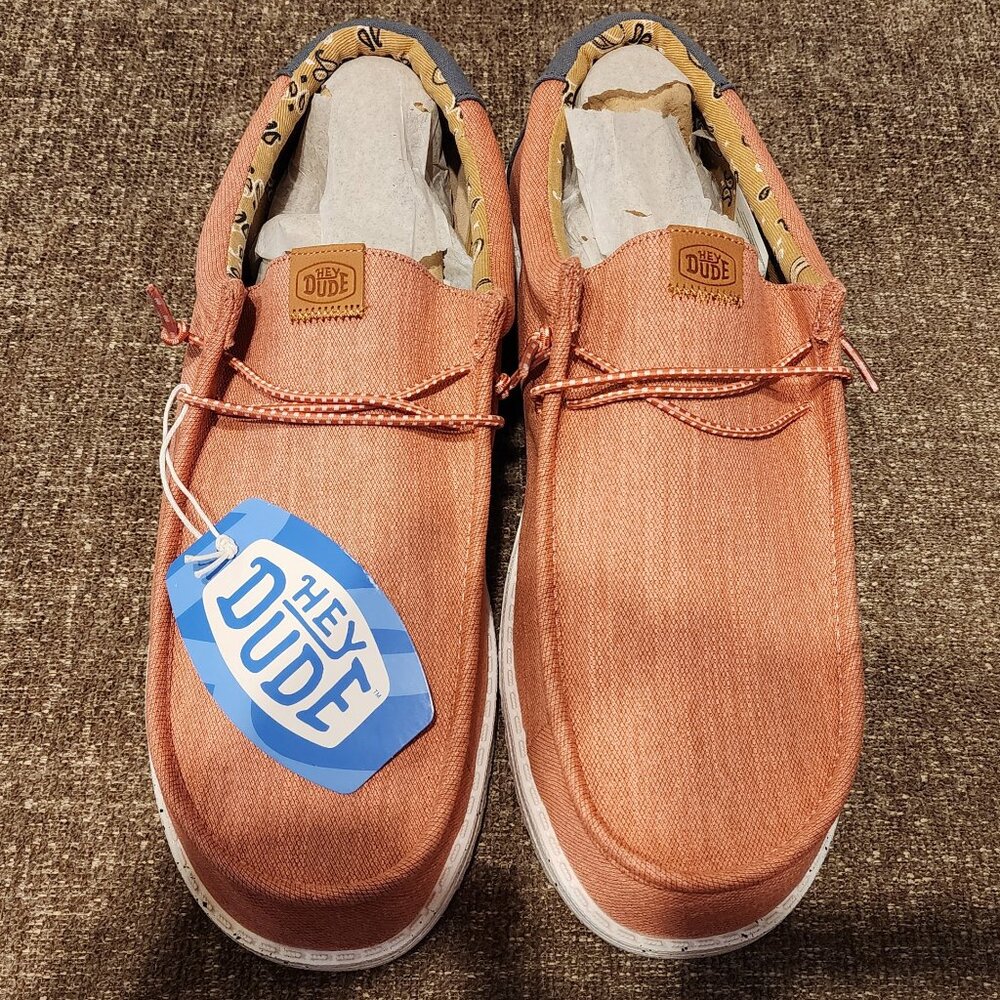 Hey Dude Wally Washed Canvas Men’s Size 15 – Red (New with Box)